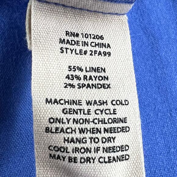 Soft Surroundings Dress Womens L Blue Linen Blend A Line Keyhole Lagom Comfort - Picture 12 of 13